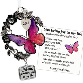 elskandi Mom Ornament – 2025 Butterfly Ornaments Gift for Mother’s Day, Birthday & Christmas | “You Bring Joy to My Life” Keepsake for the Best Mom