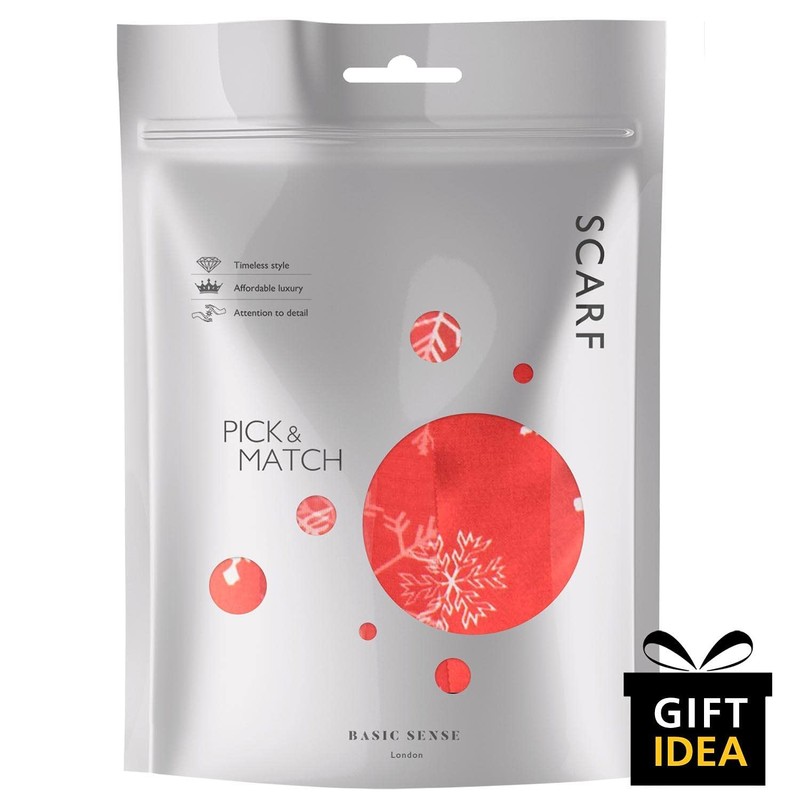 Basic Sense Christmas Scarf Silky Satin Neck Scarves, Snowflake -