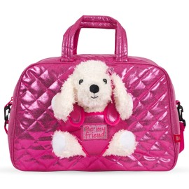 PERLETTI Cuddly Toy Backpack Girls with Poodle Plush Toy - Pink School Bag Nursery with Plush Puppy - Pink Children's Bag for Children 3 4 5 6 Years, pink, Sports bag