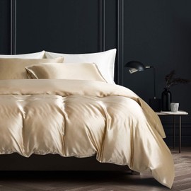 Boqingzhu Shiny satin bed linen set, smooth and shiny bed linen set, duvet cover with zip and pillowcase.
