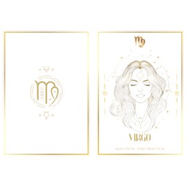 WBdesignz Greeting Card Zodiac Virgo with Envelope - Zodiac Sign Virgo Gold Envelope Birthday Card Birthday Recognition Luxury Zodiac Symbol Astrology (DiN A6)