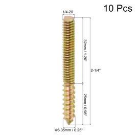 uxcell 1/4-20 x 2-1/4" Hanger Bolts Double Head Dowel Screw for Wood Furniture 10pcs