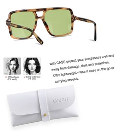 LYZOIT Retro Oversized Square Aviator Sunglasses Womens Polarized Trendy Big Large Rectangle Sun Glasses XL Wide
