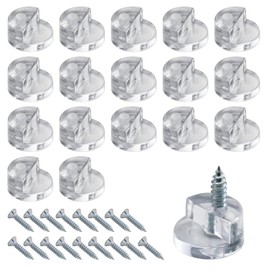 DGHAOP 18pcs Glass Retainer Clips Kit Clear Plastic Cabinet Door Clips Mirrors Holder with Screws for Fixing 3-4mm Glass Cabinet Door, Windows, Mirrors