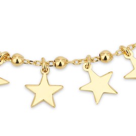 Vanbelle 18K Gold Plated Jewelry - Celestial Theme Dangling Multi-Star Bracelet with Beaded Chain - Beautifully Handcrafted for Women - 6.5" Long + 1" Extender