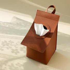 OLETHA Toilet Paper Holder - Aesthetic Bathroom Decor - Free Standing or Wall Hanging Cover for Toilet Rolls & Tissues Cube Boxes, Brown