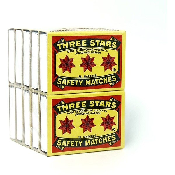 Swedish Match, Three Stars Safety Matches, 10 pack
