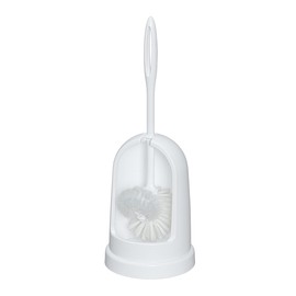 WENKO WC-Garnitur Standard Weiß - WC-Bürstenhalter, mit Randreiniger, Kunststoff, 14 x 40 x 14 cm, Weiß