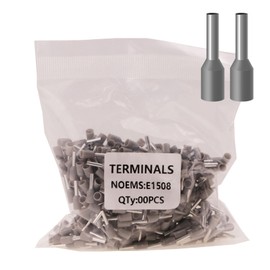 AWG16 Wire Ferrules Terminals Grey, 500pcs AWG16/1.5mm² Wire Ferrules Terminals Kit, Terminal Connector Wire Insulated Cord Pin Ends Terminals for Electric, Industrial, Power Control System etc.