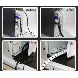 Cable Tidy Tube, 16mm x 2m Cable Wires Management Organizer Sleeve Flexible Wire Protector Cover Cord for TV PC Cables, White