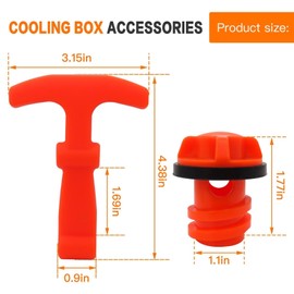 WELURE Premium Cooler Parts Kit 2 Silicone T-Latches + Secure Drain Plug - Fit for RTIC, Fit for YETI - Orange