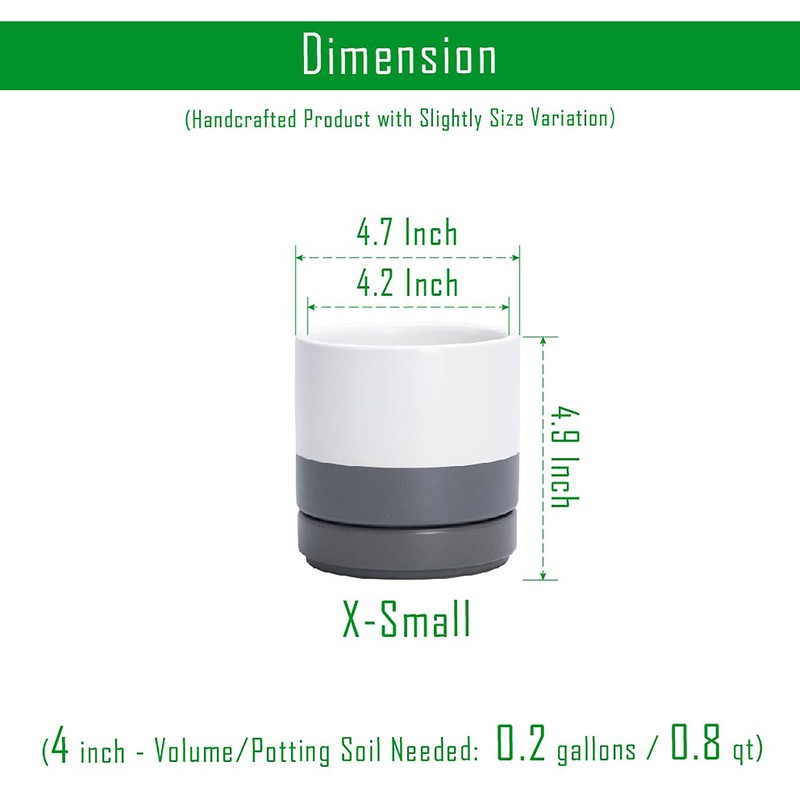 D'vine Dev 4.7 Inch Ceramic Planter Pot with Drainage Hole