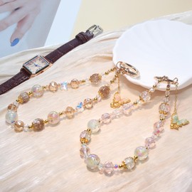 ANROFA Beaded Phone Charms Strap,Crystal Camera Wrist Strap,Phone Chain Wristlet Lanyard,Cute Butterfly Chain for Purse Bag Camera