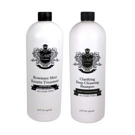 CMR Cosmetics Rosemary Mint Keratin Smoothing Kit - Professional Grade Hair Straightening for All Hair Types - Includes Clarifying Shampoo & Keratin Smoother, Shields, Frizz-Free Healthy Hair, 32 oz