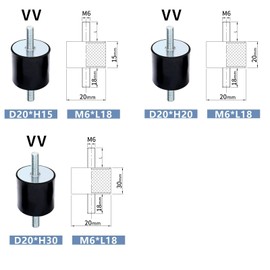 4pcs Rubber shock absorbers,20 * 15mm Anti Vibration Mounts Shock Absorber,Rubber Bobbin Mount with Double Screw Studs for Air Compressors M6*18mm