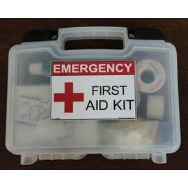 First Aid Kit Cabinet Label Emergency Sticker Decal Workplace Safety Nurse Bandage Red Black Made in Texas 3.5 x 5