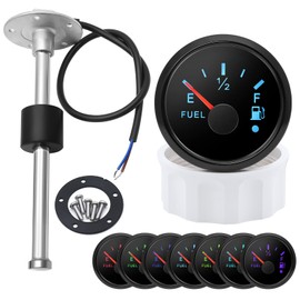 Marine Sailboat 52mm (2'') Fuel Level Tank Gauge with 7 Colors Backlights 12V 24V with 175mm Water/Fuel Level Sending Unit Sender Sensor