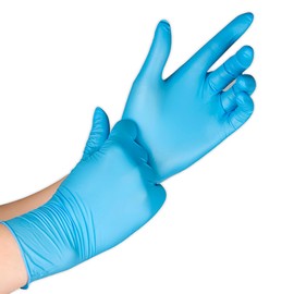 VOS Disposable Gloves, Guantes de caucho de nitrilo sin látex ni polvo, resistentes, caja de 100, aptos para alimentos
