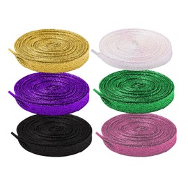 OUQYLG Flat Shiny Metallic Glitter Shoelaces Shimmery glitter 42 Inch Solid Colors Flat Shoelaces Flat Colored Shoe Laces Strings for Sneakers Skate Boots Sport - 6 Pairs