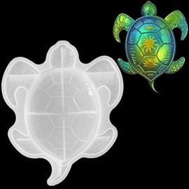 SOBEIT - Molde de resina de tortuga semimarina de silicona, molde de silicona de tortuga 3D, molde de silicona para colgar en la pared, decoración de pared, decoración del hogar, posavasos,