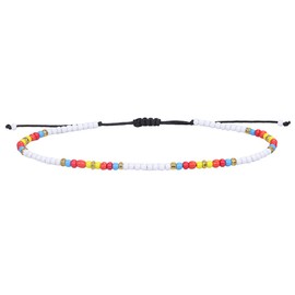 Handcess Boho Anklets Women Beaded Ankle Bracelets Colourful Anklet Beads Foot Jewelry for Women and Girls (White)