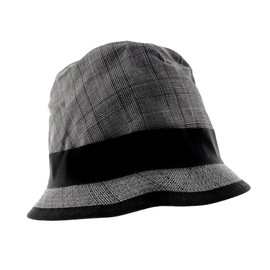 Dolce & Gabbana Virgin Wool Gray Plaid Bucket Hat with Black Ribbon Band-59 for Womens