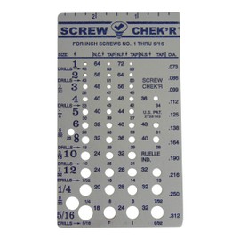 Ruelle Screw Chek'r SAE/Inch - Size Gauge No. 1-5/16 - 1/8" Heavy Gauge Steel - Made in USA