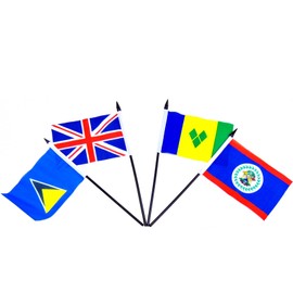 Caribbean Islands World Flag Set with BASE-20 Polyester 4"x6" Flags, One Flag for Each Country in The Caribbean Flag Centerpiece, 4x6 Miniature Desk & Table Flags, Small Mini Stick Flags