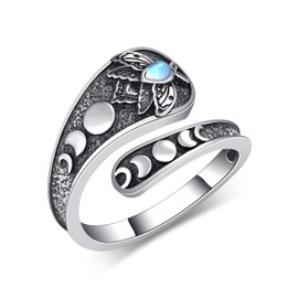 Daixiya Spoon Ring for Women 925 Sterling Silver Adjustable Moth Spoon Ring Moth Jewelry Gifts for Women