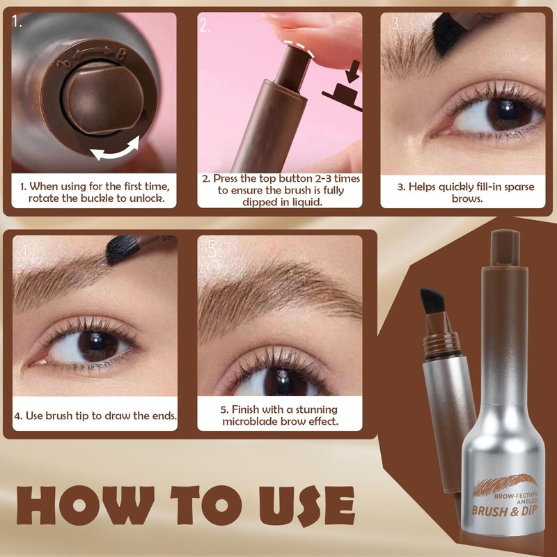 Eyebrow Pencil Liquid, Waterproof Eyebrow Brush and Eyebrow Gel Set,