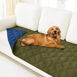 smiry Waterproof Dog Bed Cover Blanket, Soft Reversible Pet Blanket, Washable Leakproof Cats Dogs Couch Cover for Sofa, Couch, Furniture（30x70 Inch, Green/Navy