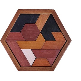 LMC Products Hexagon Wooden Puzzle Toy - Brain Teasers for Kids Ages 10-12. Also Great Brain Teaser Puzzles for Adults