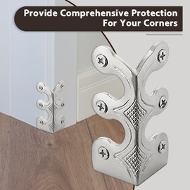 Skiffers Baseboard Corner Protectors, 12PCS Vintage Metal Corner Solid Brass Board Corner for Decorative Cover, Suitable for Living Room Bedroom and Kitchen Decorative Accessories (Silver)