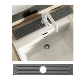 Faucet Mat For Kitchen Sink, 24'' Long Diatomite Sink Splash Guard Draining Mat,Prevents Moisture Buildup,Durable Protector For Kitchen,Bathroom Counter,Faucet Absorbent Mat (Dark Gray, 23.6*4)