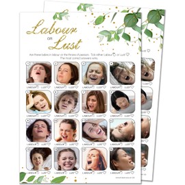 20 x Labour or Lust Baby Shower Game - Botanicals Design (20 Guest Cards + 1 Card of Answers for The Host + Winner's Certificate)