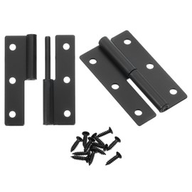 sourcing map 2 Pcs Lift Off Hinge, 2.5" Detachable Lift Off Hinges Left Handed Slip Joint Small Flag Hinges Rising Butt Door Hinges, Black