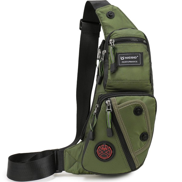Nicgid Sling Bag Chest Shoulder Backpack Fanny Pack Crossbody Bags for Men(Army green)