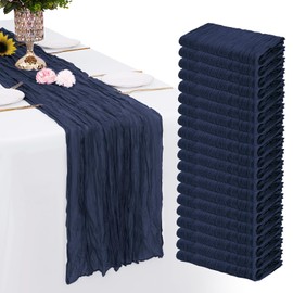 20 Pack Navy Blue Cheesecloth Table Runner Gauze Rustic Sheer 35 x 70 inch Navy Blue Cheese Cloth Table Runners for Wedding Party Bridal Shower Decor