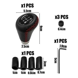 KRYMSON 1-Piece 5-Speed Gear Lever for the Car with Accessories, Manual Gear Lever Made of Leather, Car Decoration Button, Accessory Accessories, Suitable for Most Cars