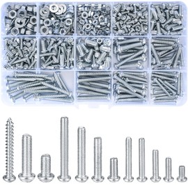 Vwoqiy 550 Pieces M3 M4 M5 Screw Set with Nuts and Washers, Pan Head Screws, Thread Screws Set, Flat Head Screws, Machine Screws Assortment Kit (Silver 550)