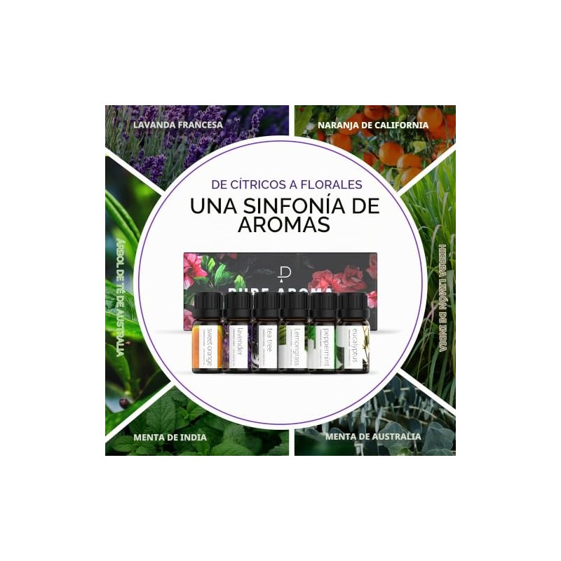 PURE AROMA Set de aceites esenciales 100% puros - 6