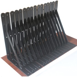 12 Pack L10" x H 8" Black Heavy Duty Shelf Brackets with Screws Metal Shelf Brackets Shelf Support Angle Brackets for Shelves L Brackets Heavy Duty Floating Shelf Brackets