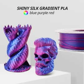 AMOLEN Silk PLA 3D Printer Filament, Multicolor 1.75mm PLA Shiny Gradient Filament Color Shift 3D Printing PLA Filament for Most FDM 3D Printer, 1kg Spool(2.2lbs), Blue Fuchsia