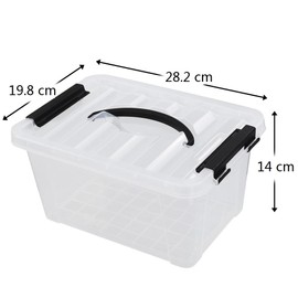 Obstnny 2 Pack Plastic Conatiner Bin with Lid, 6 Quart Small Storage Box, Clear