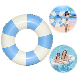 Adult Swimming Hoop, Retro Striped Inflatable Swimming Ring, Doughnut, PVC Swimming Ring, Adults, Summer Floating Water Toy, Durable Cool Swimming Ring for Pool, Sand, Beach, Party