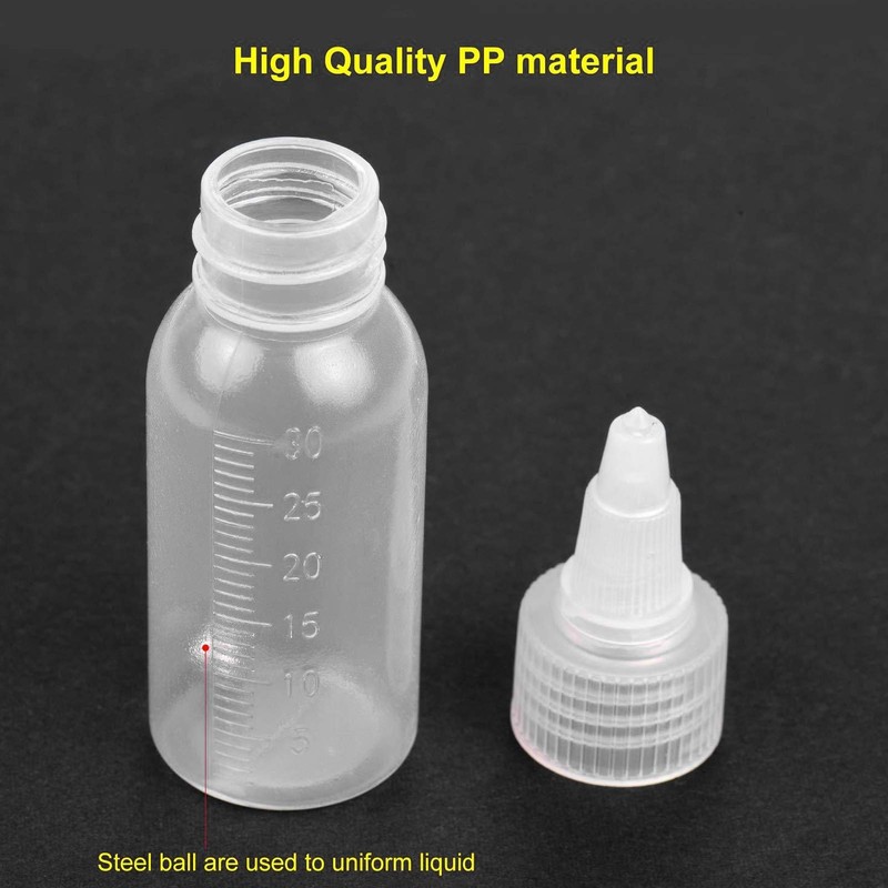 Haosie 10PCS Airbrush Paint Bottles, 30ml Empty Airbrush Accessories, Paint