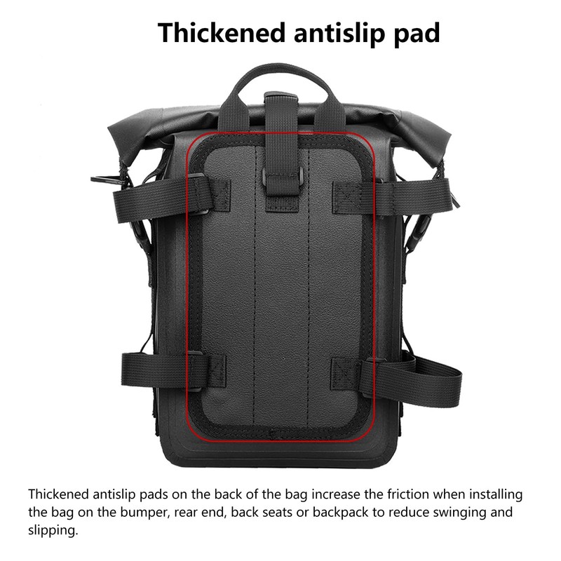Alomejor Motorcycle Crash Bar Bag Black Waterproof Quick Release Universal