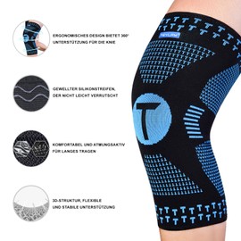 Teylam Teylam Kniebandage für Männer/Damen 2er set, Medizinisches knieschoner für Meniskusriss, Arthritis, ACL, Kompression bandage knie für Basketball, Volleyball, Yoga, Laufen, Rechts & links Bein tragbar