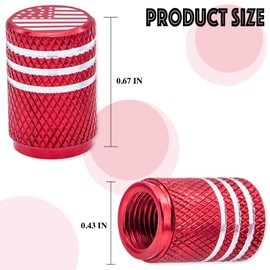 MEAJOO 5PCS USA Flag Tire Valve Stem Caps, Premium Alloy Wheel Valve Covers, Corrosion Resistant Leak-Proof, Universal for Cars, SUVs, Bike, Bicycles,Trucks and Motorcycles (Red)