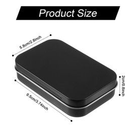 Aphumedc Metal Rectangular Empty Hinged Tins Tin Containers, Mini Portable Storage Box with Lid, Small Storage Container for Candy Key Earrings Food Storage, 3.7 x 2.3 x 0.8 Inch, Black